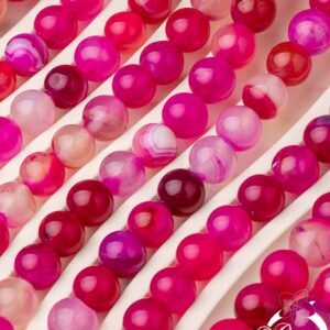 Бусины нить бразильский Агат, Шар, цвет "Малина", 8мм - 20см