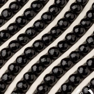 Бусины нить Черный Агат, Грань, 8мм - 20см