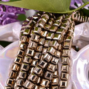 Бусины нить гематит Square Gold - 20 см