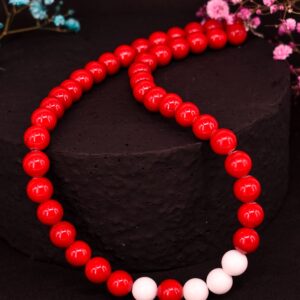 Бусы коралл с белым агатом / Колье из натуральных камней