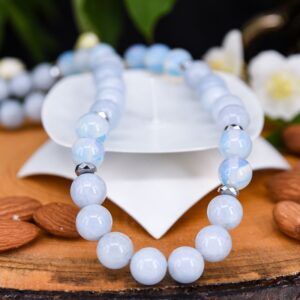 Колье из лунного камня и аквамарина / Ожерелье из натуральных камней