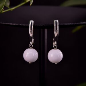 Серьги женские с белым агатом