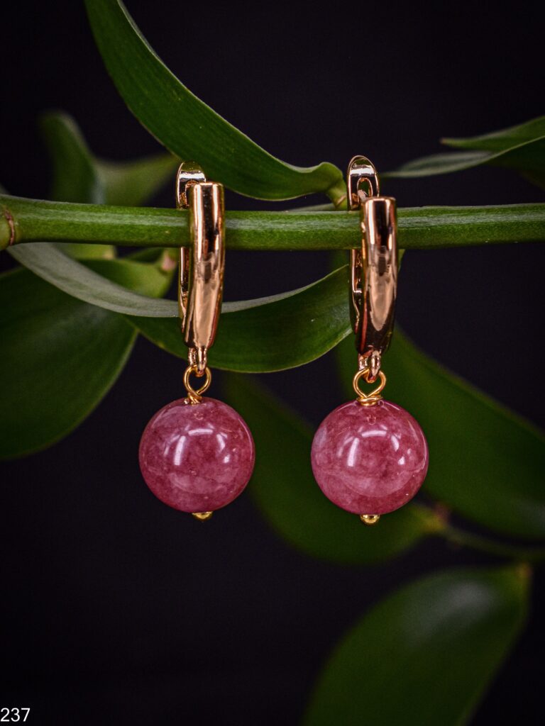 Серьги с розовым кварцем
