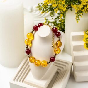 Браслет из Янтаря и Рубина