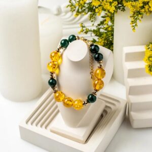 Браслет из Янтаря и Изумруда дкл