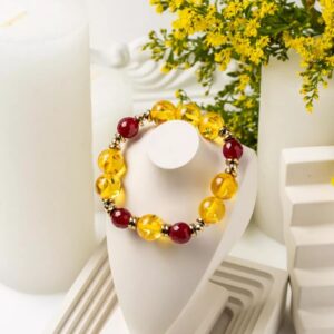 Браслет женский из Янтаря и Рубина