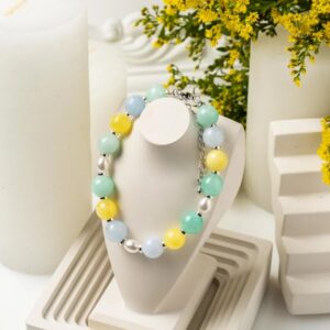 Браслет женский из Янтаря и Аквамарина