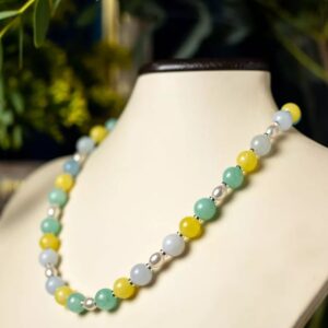 Бусы женские из Янтаря и Аквамарина