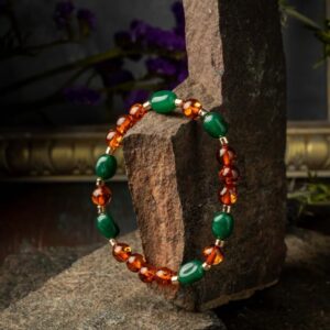 Браслет из натуральных камней Янтарь и Изумруд дкл