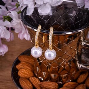 Серьги женские с жемчужиной майорика