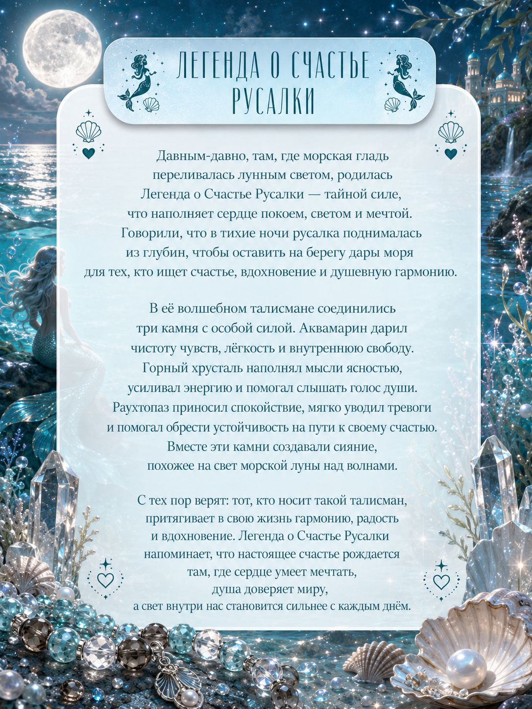 Браслет 3-рядный из Аквамарина, Раухтопаза, Горного Хрусталя/ браслет из натуральных камней — изображение 6