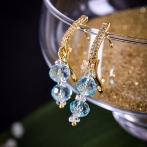 Серьги женские из Горного Хрусталя и Топаза гт