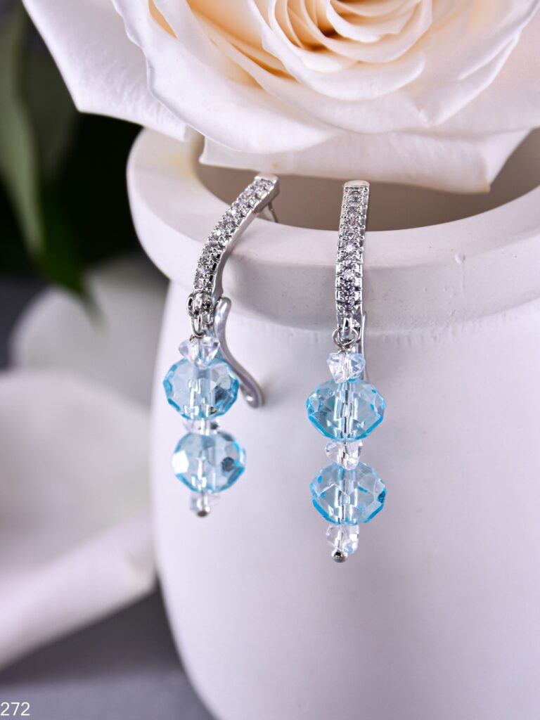 Серьги женские из Топаза гт и Горного Хрусталя